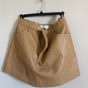 Frame Denim Camel Leather Mini Skirt